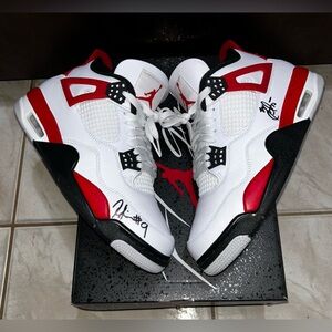 Jordan 4 Red Cement Size 9.5 Signed by 2 NBA Heat Champions